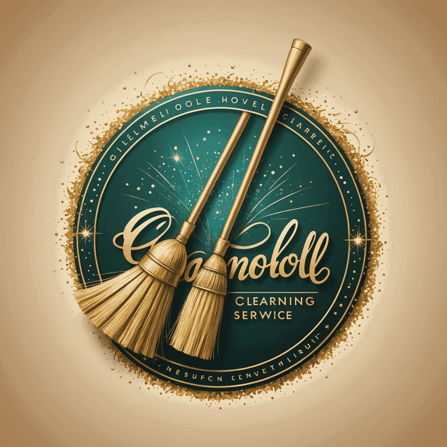 Glameroli Cleaning Service Logo featuring a stylized broom and sparkle