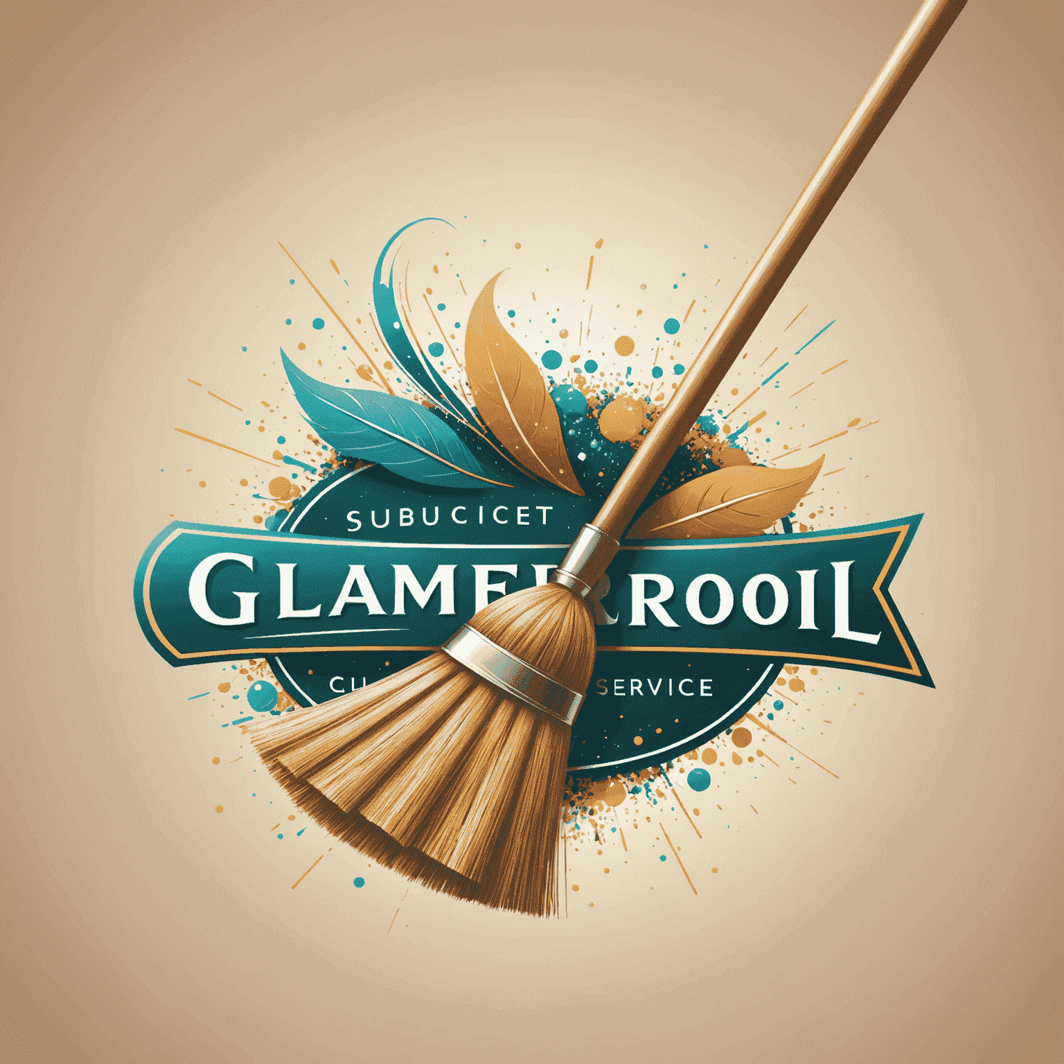 Glameroli Cleaning Service Logo featuring a stylized broom and sparkle