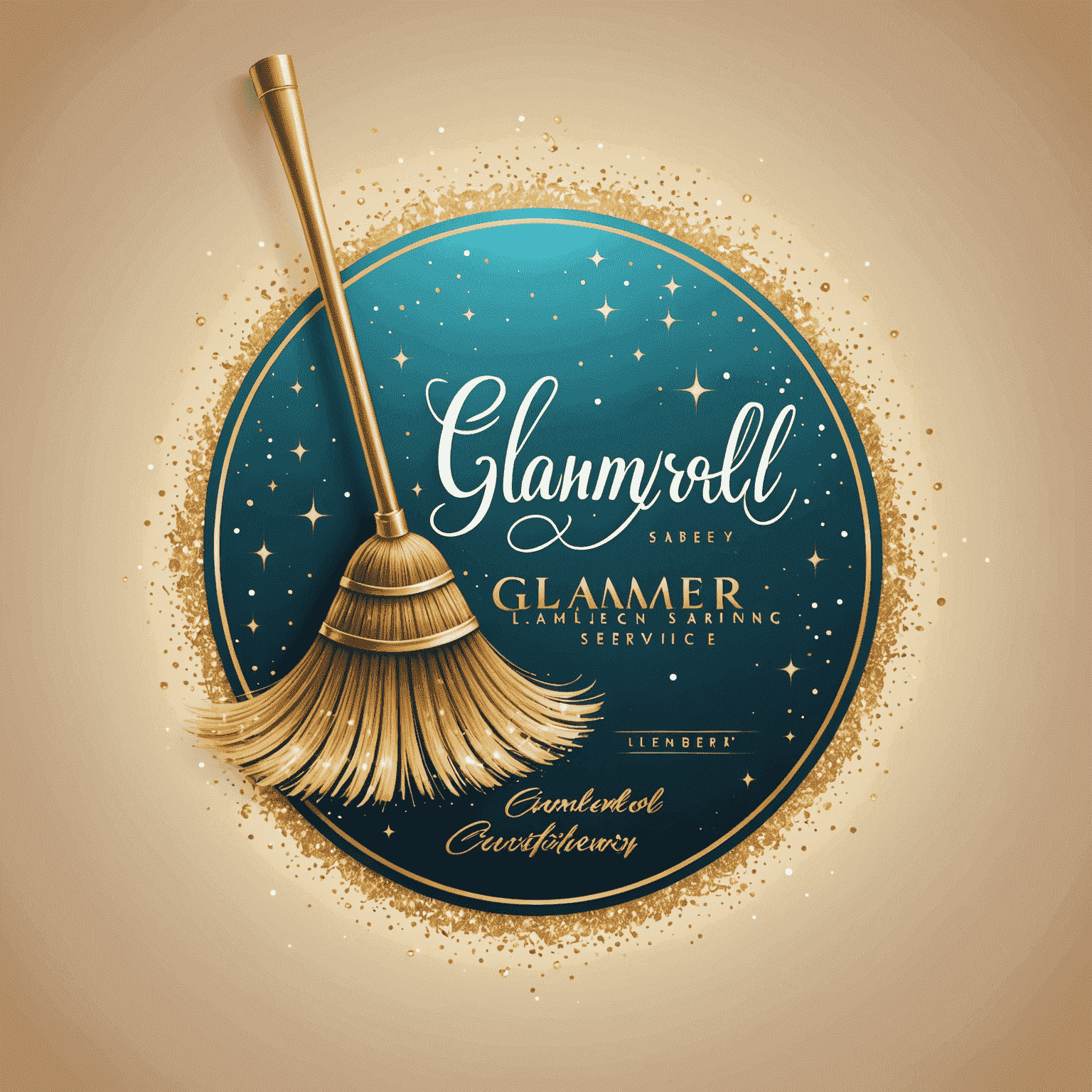 Glameroli Cleaning Service Logo featuring a stylized broom and sparkle