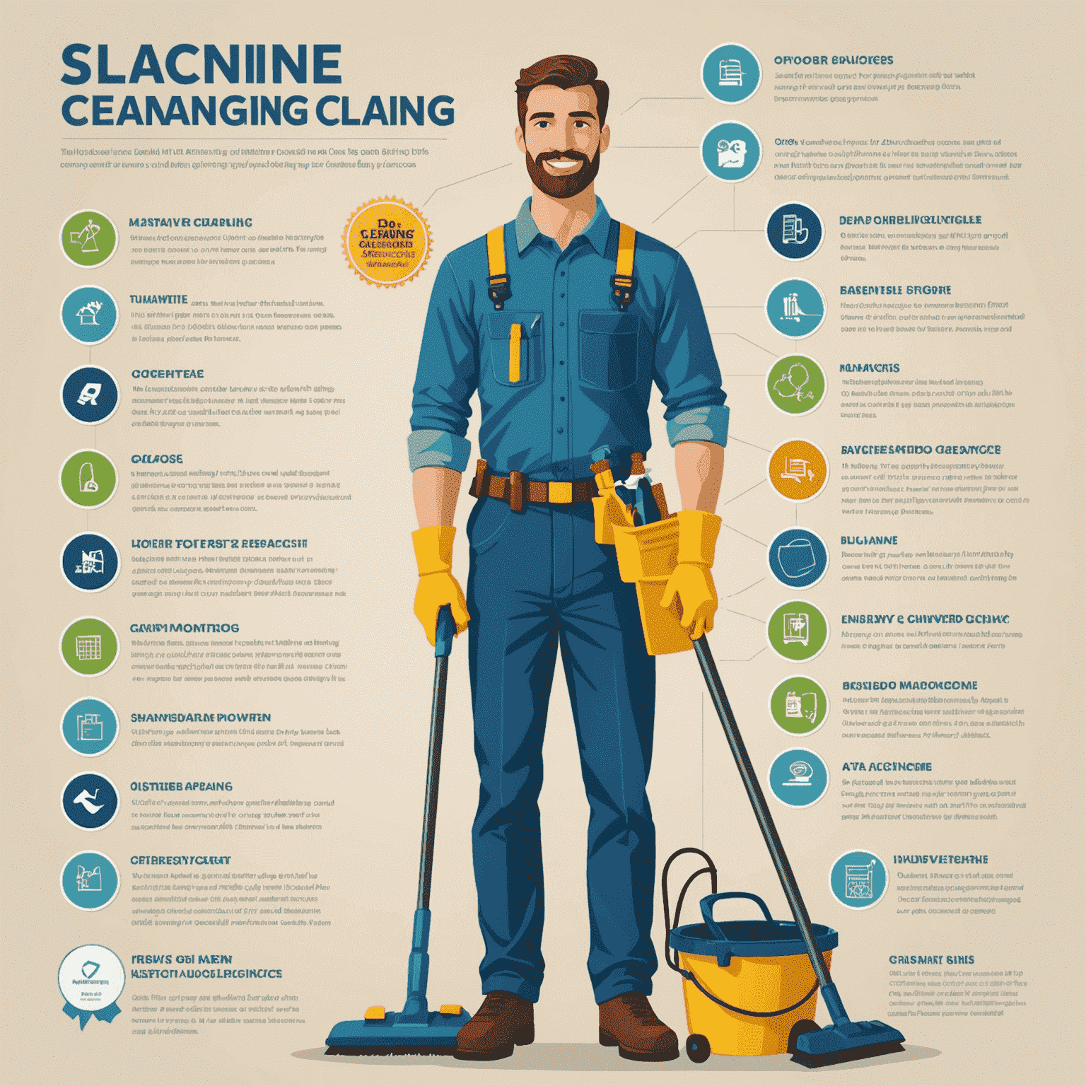 Infographic showing a balanced approach to cleaning, with DIY tasks on one side and professional cleaning services on the other